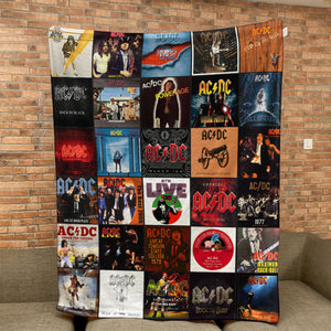 AC/DC Sherpa Blanket Classic Album Cover Collage Gift for Legendary Rock Fans