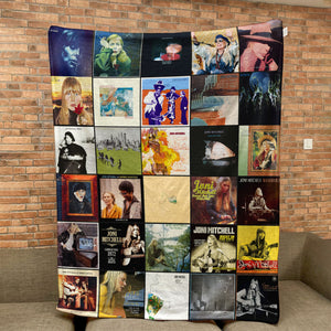 Joni Mitchell Sherpa Blanket Classic Album Cover Collage Gift for True Fans