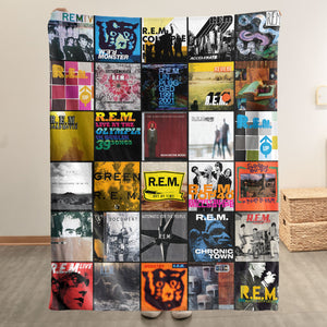 R.E.M. Sherpa Blanket Classic Album Cover Collage Gift for Indie & Alt-Rock Fans
