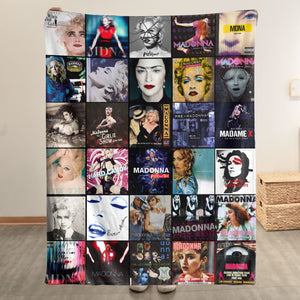 Madonna Sherpa Blanket Album Cover Collage Pop Icon Throw Blanket