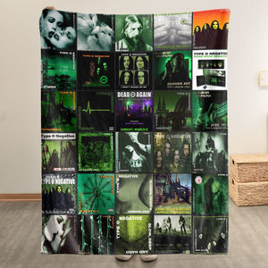 Type O Negative Sherpa Blanket Iconic Album Cover Collage Cozy Throw for Gothic Metal Fans