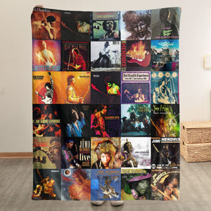 Jimi Hendrix Sherpa Blanket Iconic Album Cover Collage Gift for Legendary Rock Fans