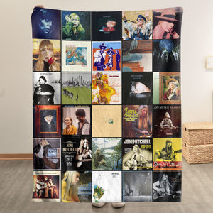 Joni Mitchell Sherpa Blanket Classic Album Cover Collage Gift for True Fans