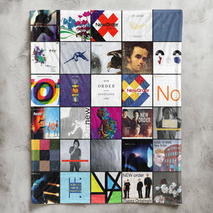 New Order Sherpa Blanket Iconic Album Cover Collage for True Synth-Pop & Post-Punk Fans