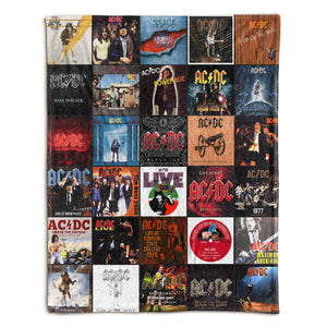 AC/DC Sherpa Blanket Classic Album Cover Collage Gift for Legendary Rock Fans