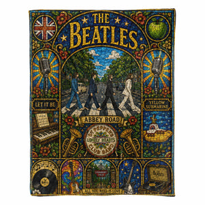The Beatles Abbey Road Sherpa Sgt Pepper Stained Glass Blanket