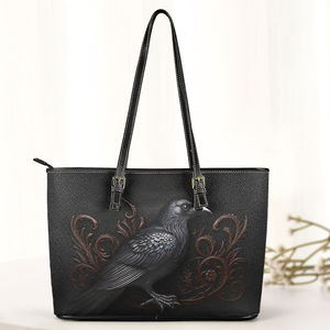 Edgar Allan Poe Raven Design Leather Handbag & Wallet Set