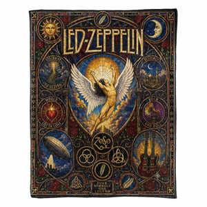Led Zeppelin Band Sherpa Blanket Stairway To Heaven Stained Glass Blanket