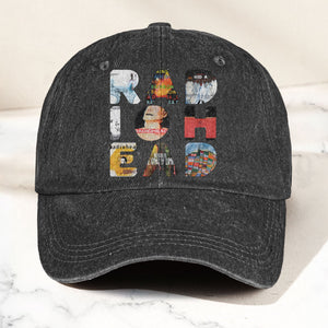 Radiohead Album Collage Denim Dad Cap Vintage Washed Alternative Rock Hat