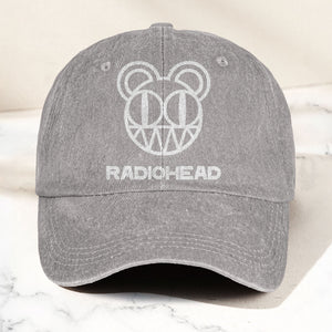 Radiohead Bear Logo Denim Dad Cap Vintage Washed Alternative Rock Hat