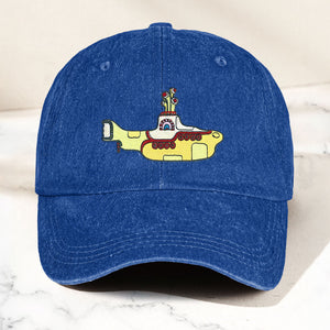 Yellow Submarine Denim Dad Cap Iconic Walk Design ( With BOX)