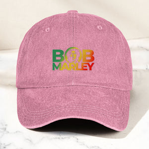 Bob Marley Denim Dad Cap Rasta Color Portrait Logo Design ( With BOX)
