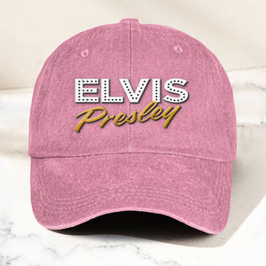Elvis Presley Denim Dad Cap Classic Vegas Marquee Logo Design ( With BOX)
