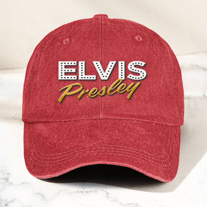 Elvis Presley Denim Dad Cap Classic Vegas Marquee Logo Design ( With BOX)