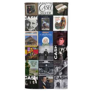 Johnny Cash Beach Towel Album Cover Collage Country And Rock Towel