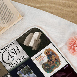Johnny Cash Beach Towel Album Cover Collage Country And Rock Towel
