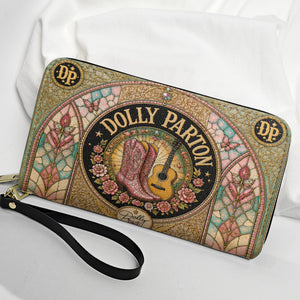 Dolly Parton Leather Handbag, Tote Bag and Wallet Set, Vintage Stained Glass Country Music Design, Cowgirl Boots Fan Gift