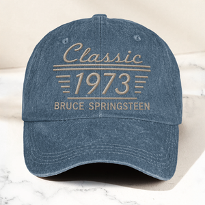 Bruce Springsteen Classic 1973 Est Heartland Rock Band Music Merch Graphic Denim Cap Retro Vintage Dad Cap Gift For Dad (With Box)