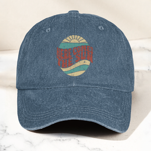 Groovy Here Comes The Sun Denim Cap Retro The Beatles Merch Gift for Dad (With Box)