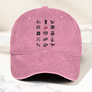 Talking Heads Symbols Cap Vintage Washed Black Dad Hat, Minimalist Alternative Rock Icon Hat (With Box)