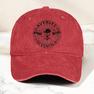 Avenged Sevenfold Deathbat Logo Denim Cap Retro Vintage Dad Cap Gift For Dad (With Box)