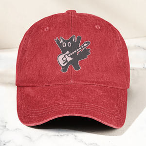 Rockstar Cat Artwork Vintage Denim Cap Retro The Cure Band Merch Gift for Dad (With Box)