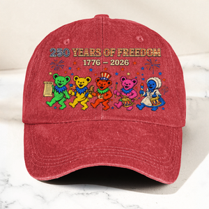 Grateful Dead 250 Years Of Freedom 1776 2026 4th of July Dancing Bears Denim Cap Retro Vintage Dad Cap Gift For Dad (With Box)