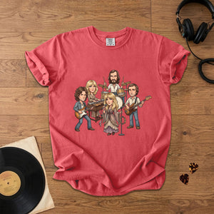 Fleetwood Mac Cartoon Band Graphic T-Shirt Classic Rock Fan Tee