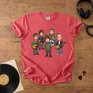Oasis Cartoon Band Graphic T-Shirt Britpop Fan Tee