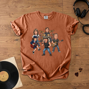 AC/DC Caricature Band T-Shirt Classic Rock Legends Graphic Tee