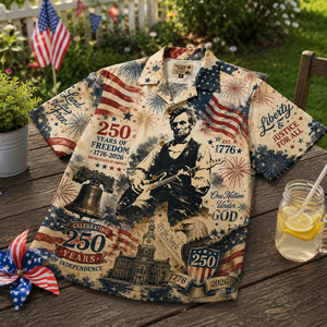 Abraham Lincoln 250 Years of Independence Hawaiian Shirt – Patriotic Freedom Celebration AOP Shirt 1776–2026
