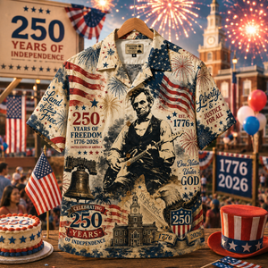 Abraham Lincoln 250 Years of Independence Hawaiian Shirt – Patriotic Freedom Celebration AOP Shirt 1776–2026