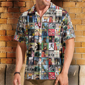 Elvis Presley Retro Music Album Art Mosaic Grid Colorful Hawaiian Shirt – Retro Music Album Art Inspired Unisex Shirt
