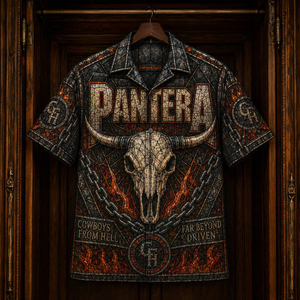 Pantera Hawaiian Shirt - Stained Glass Heavy Metal All-Over Print Button-Up Shirt