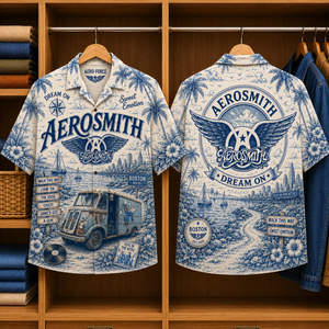 Aerosmith Special Edition Tropical Hawaiian Shirt - Unisex Music Collage Button Up