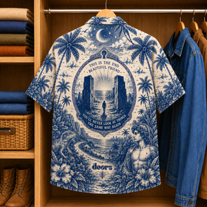 The Doors Special Edition Tropical Hawaiian Shirt - Unisex Music Collage Button Up