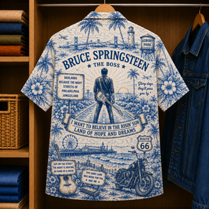 Bruce Springsteen Luxury Design Hawaiian Shirt - Tropical Blue Inpsired Hawaiian