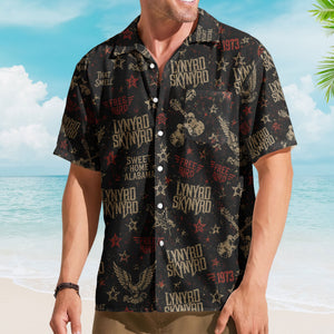 Lynyrd Skynyrd Hawaiian Shirt - Unisex Southern Rock Free Bird Black Button Up