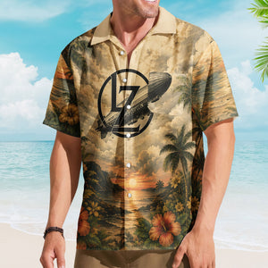 Led Zeppelin Hawaiian Shirt - Unisex Classic Rock Zeppelin Airship Sun Button Up