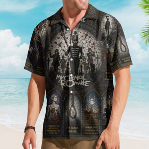 My Chemical Romance Gothic Stained Glass Hawaiian Shirt - Unisex Emo Rock Beach Button Up