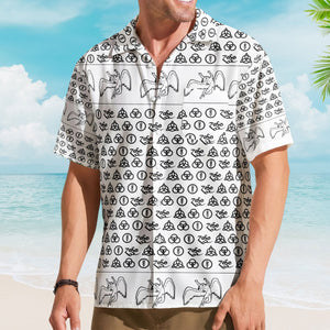 Led Zeppelin Four Symbols Zoso Monogram Hawaiian Shirt - Retro Music Album Art Inspired