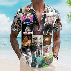 Lady Gaga Album Collage Hawaiian Shirt – Pop Icon Fan Shirt