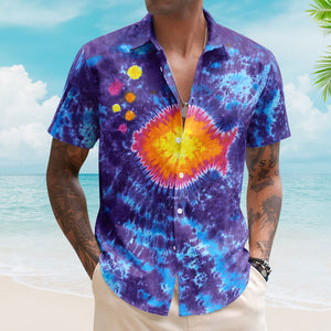 Phish Band Fish Logo Tie Dye Hawaiian Shirt – Retro Music Inspired Aloha Shirt