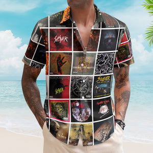 Slayer Album Collage Hawaiian Shirt – Metal Music Band Fan Shirt