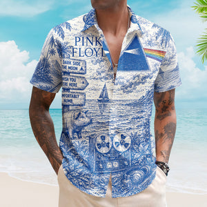 Pink Floyd Toile De Jouy Hawaiian Shirt - Unisex Prism Rainbow Fan Gifts Progressive Rock Merch
