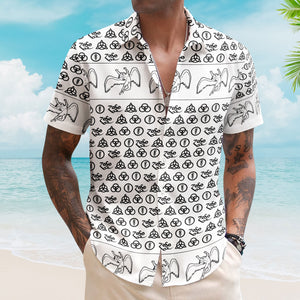 Led Zeppelin Four Symbols Zoso Monogram Hawaiian Shirt - Retro Music Album Art Inspired