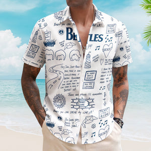 The Beatles Lyrics & Memories All-Over Print Hawaiian Shirt – Retro Music Album Art Inspired Unisex Shirt