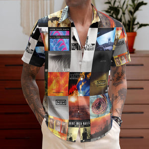 Nine Inch Nails Hawaiian Shirt – Album Cover Collage Industrial Rock Summer Button Up