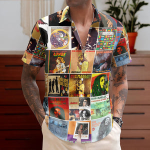 Bob Marley Hawaiian Shirt – Album Cover Collage Reggae Summer Button Up