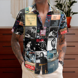 Billy Joel Hawaiian Shirt – Album Cover Collage Classic Rock Summer Button Up
